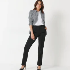 Broek<Blancheporte Rechte broek met platte buik-effect, tricot zwart