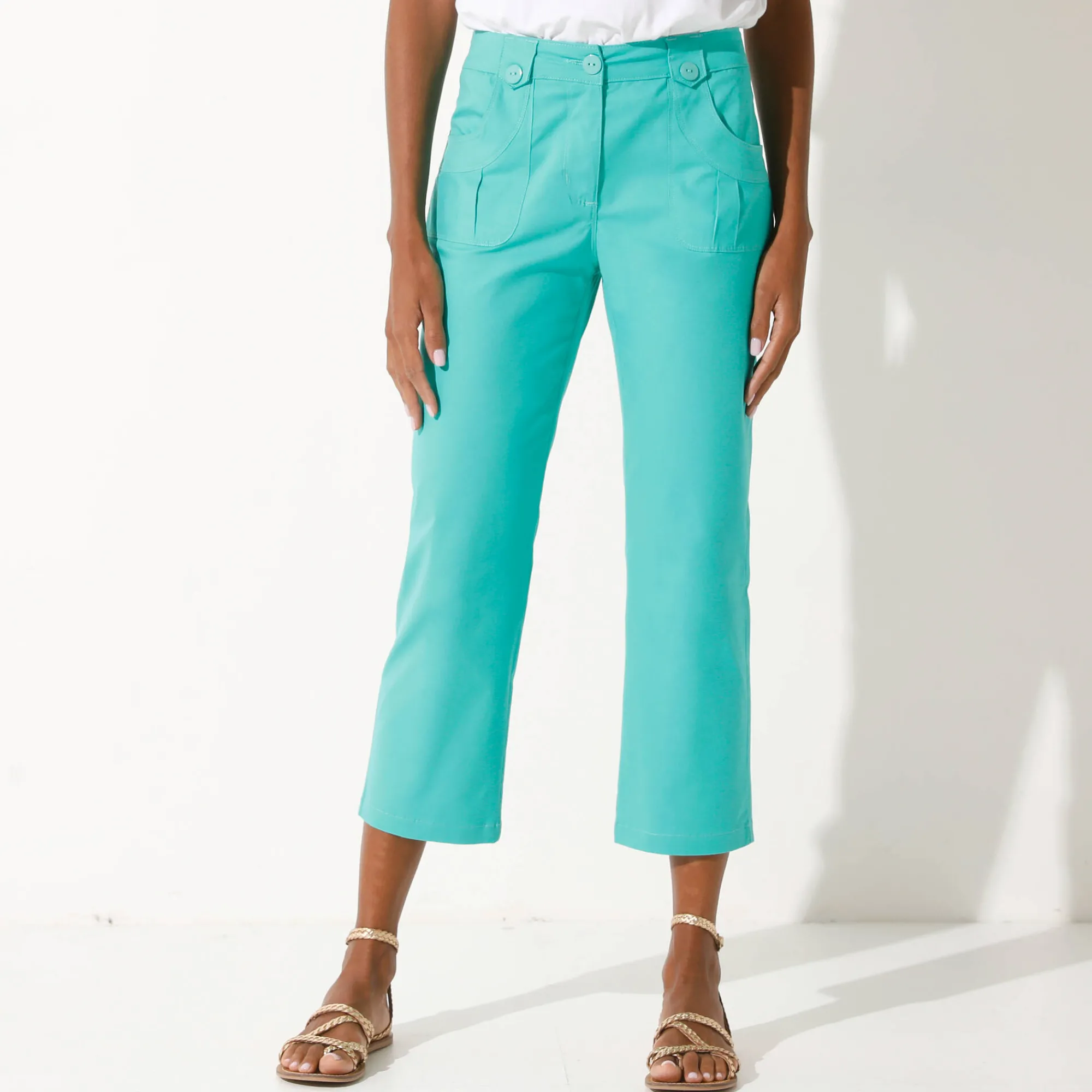 Broek<Blancheporte Rechte 7/8-broek met stretch muntgroen