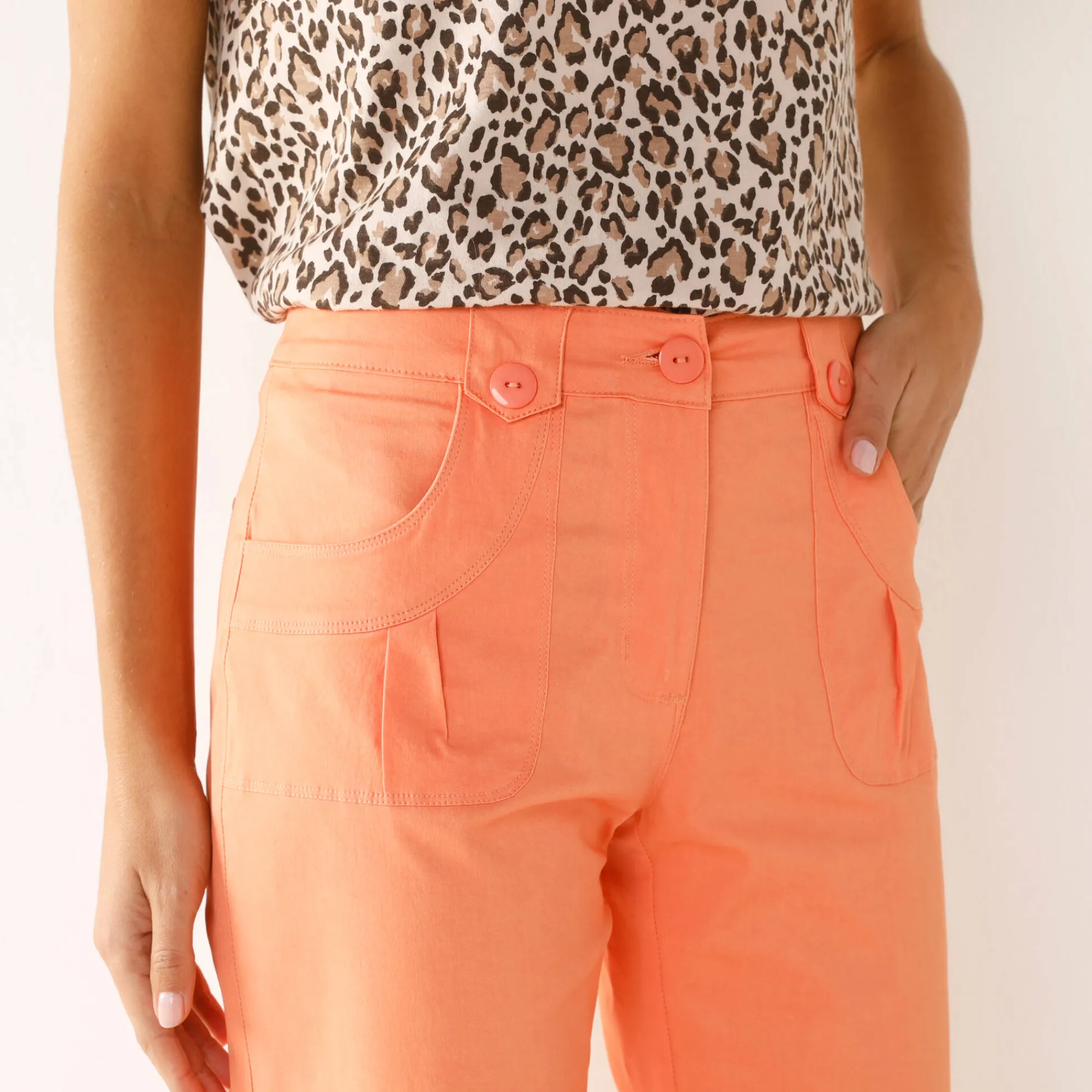 Broek<Blancheporte Rechte 7/8-broek met stretch abrikoos