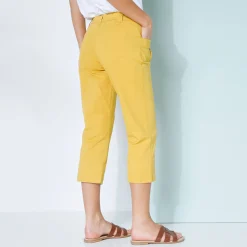 Broek<Blancheporte Rechte 7/8-broek met stretch saffraangeel