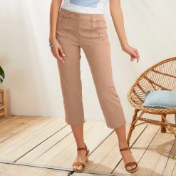 Broek<Blancheporte Rechte 7/8-broek met stretch hazelnootbruin