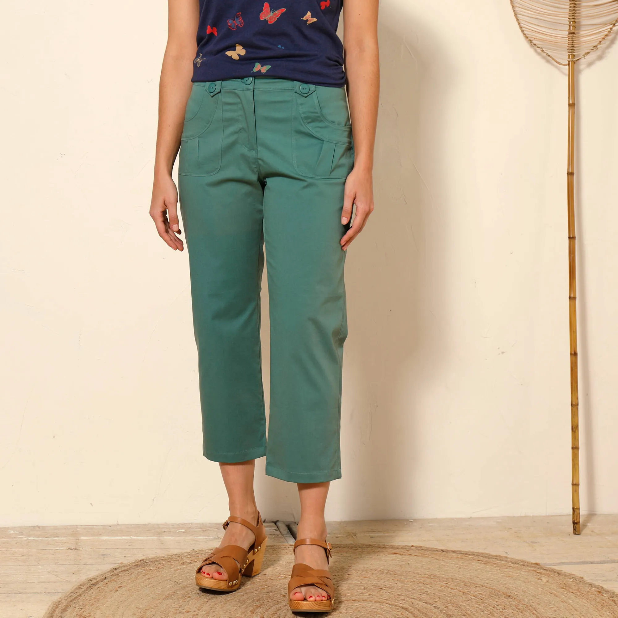 Broek<Blancheporte Rechte 7/8-broek met stretch donkerkaki