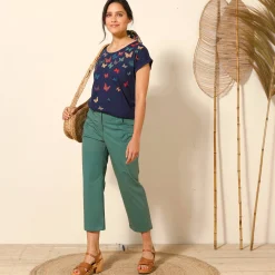 Broek<Blancheporte Rechte 7/8-broek met stretch donkerkaki