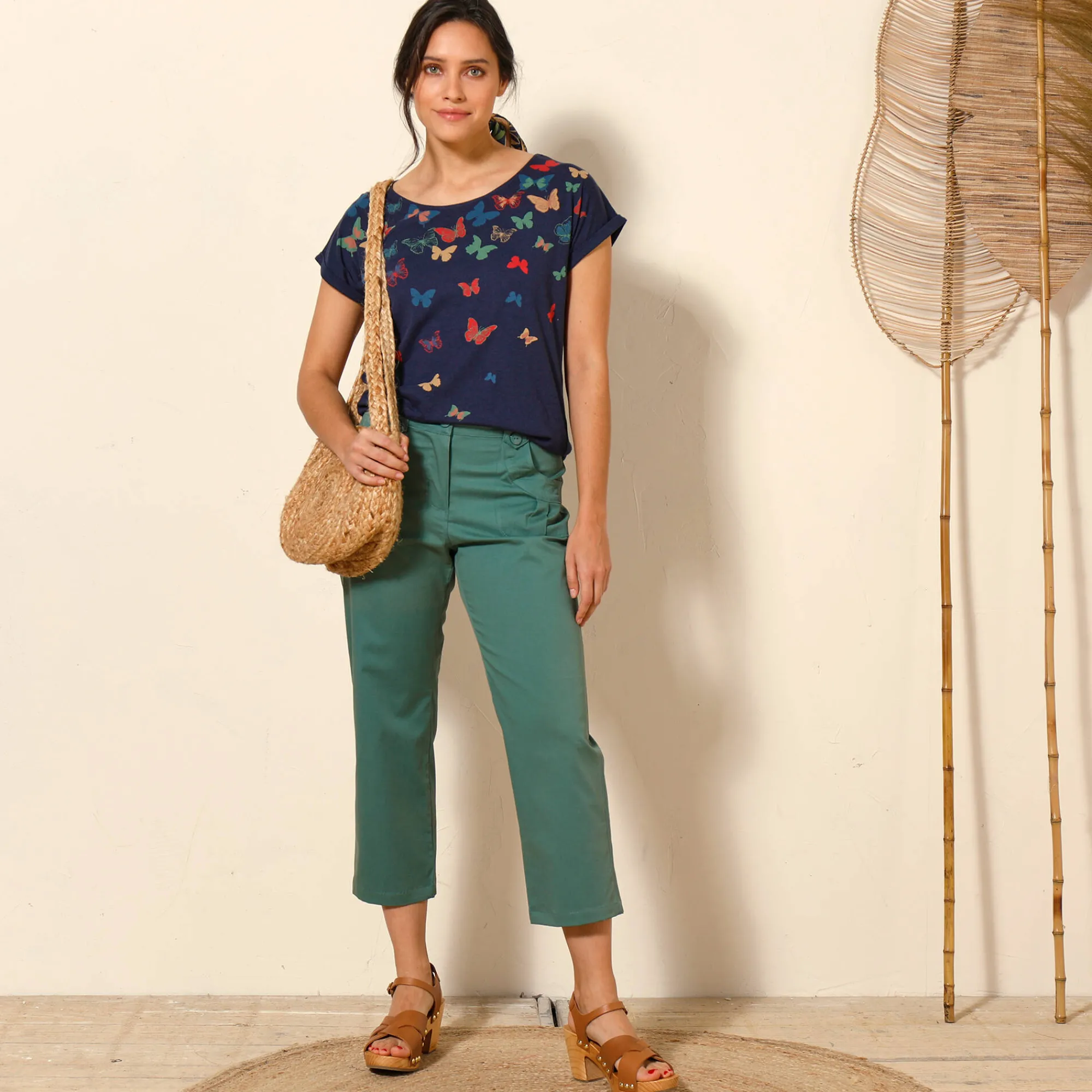 Broek<Blancheporte Rechte 7/8-broek met stretch donkerkaki