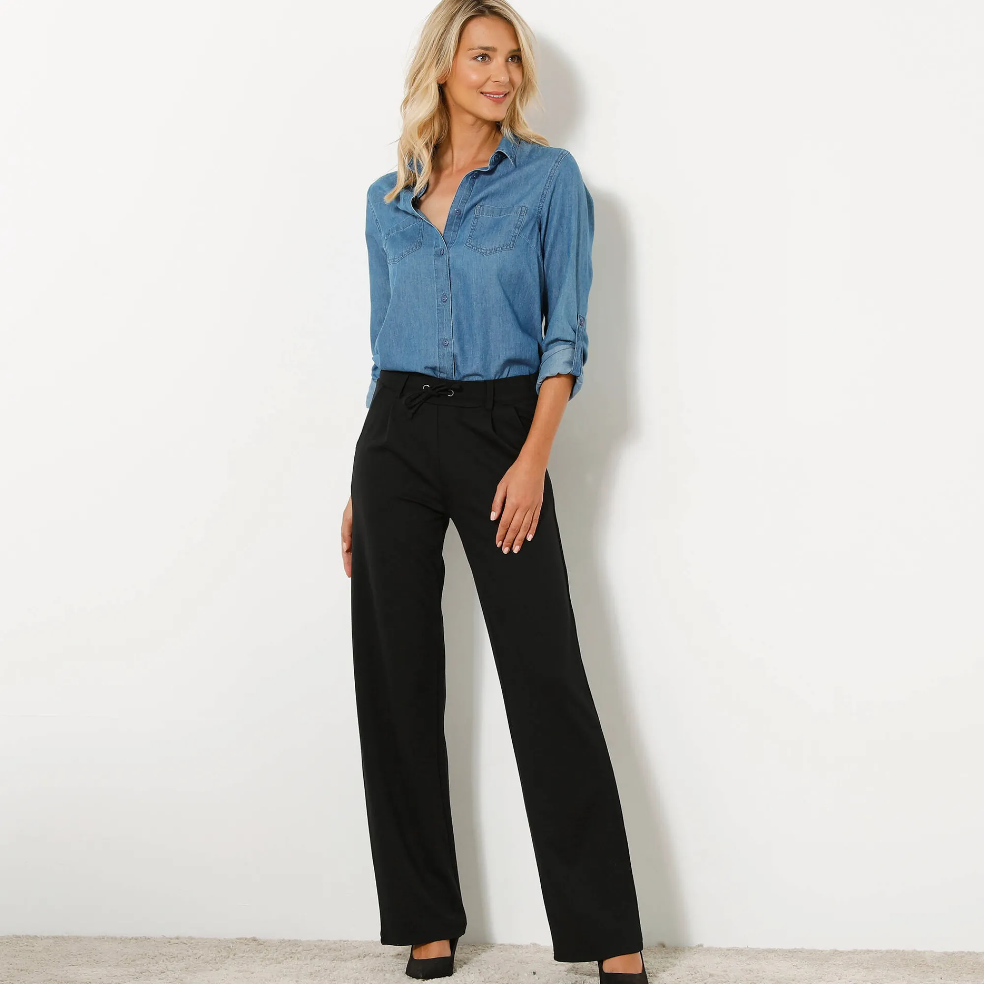 Broek<Blancheporte Rechte broek, milanotricot zwart