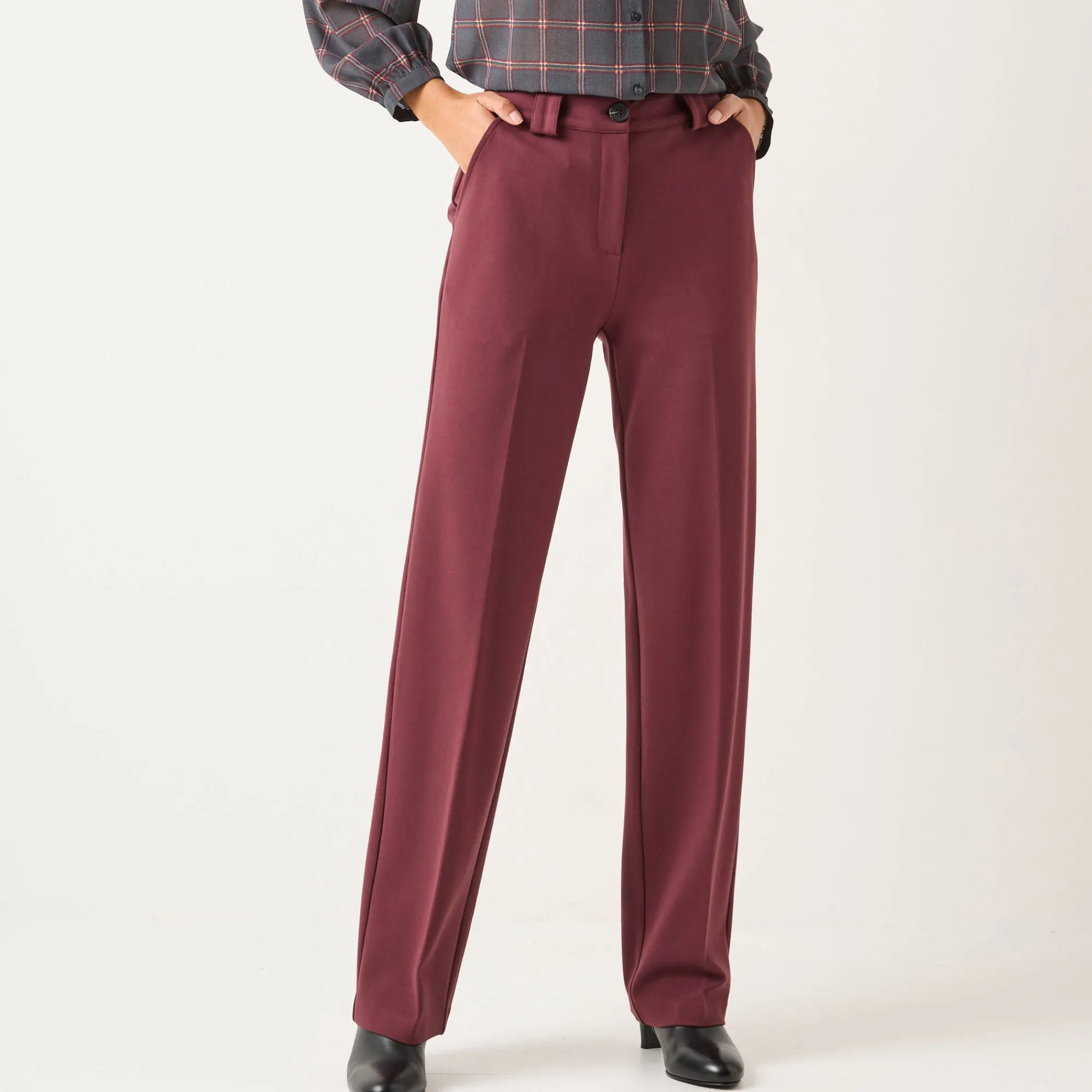 Broek<Blancheporte Rechte broek, milanotricot bordeaux
