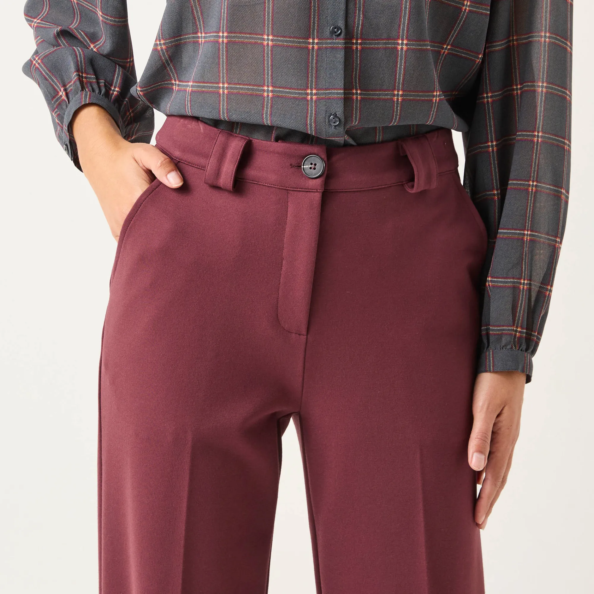 Broek<Blancheporte Rechte broek, milanotricot bordeaux