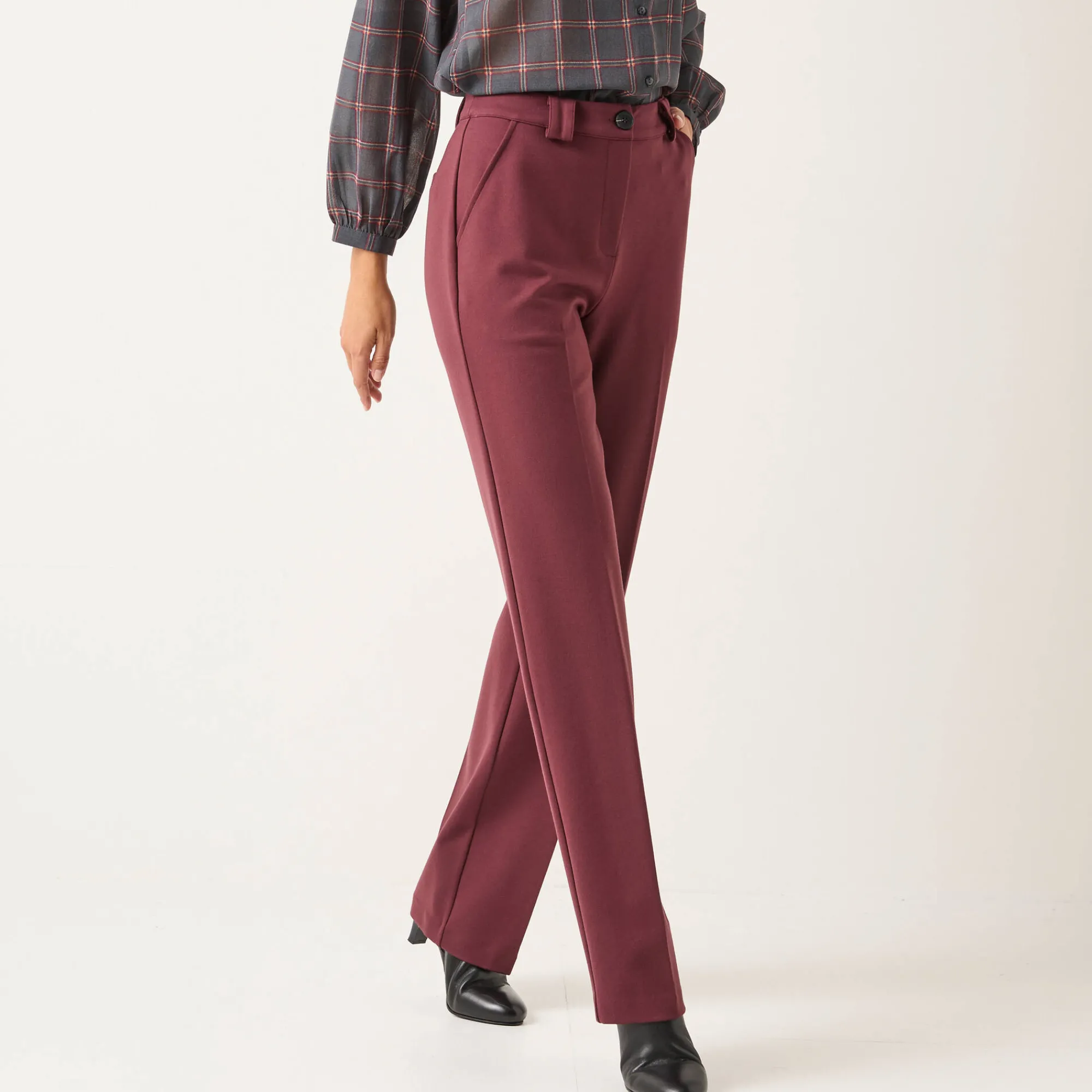 Broek<Blancheporte Rechte broek, milanotricot bordeaux