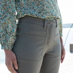 Broek<Blancheporte Rechte broek, opgestikte zakken kaki