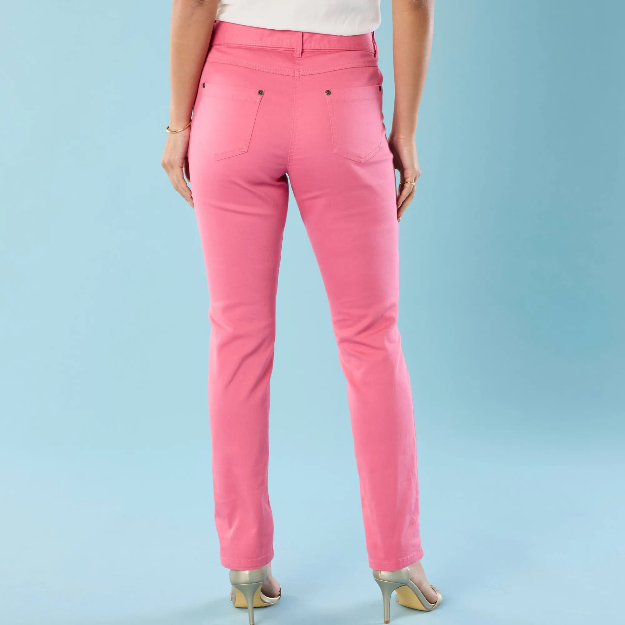 Broek<Blancheporte Rechte broek, speciaal voor kleine lengtes DONKERROZE