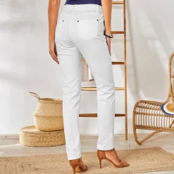 Broek<Blancheporte Rechte broek, speciaal voor kleine lengtes wit