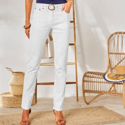 Broek<Blancheporte Rechte broek, speciaal voor kleine lengtes wit