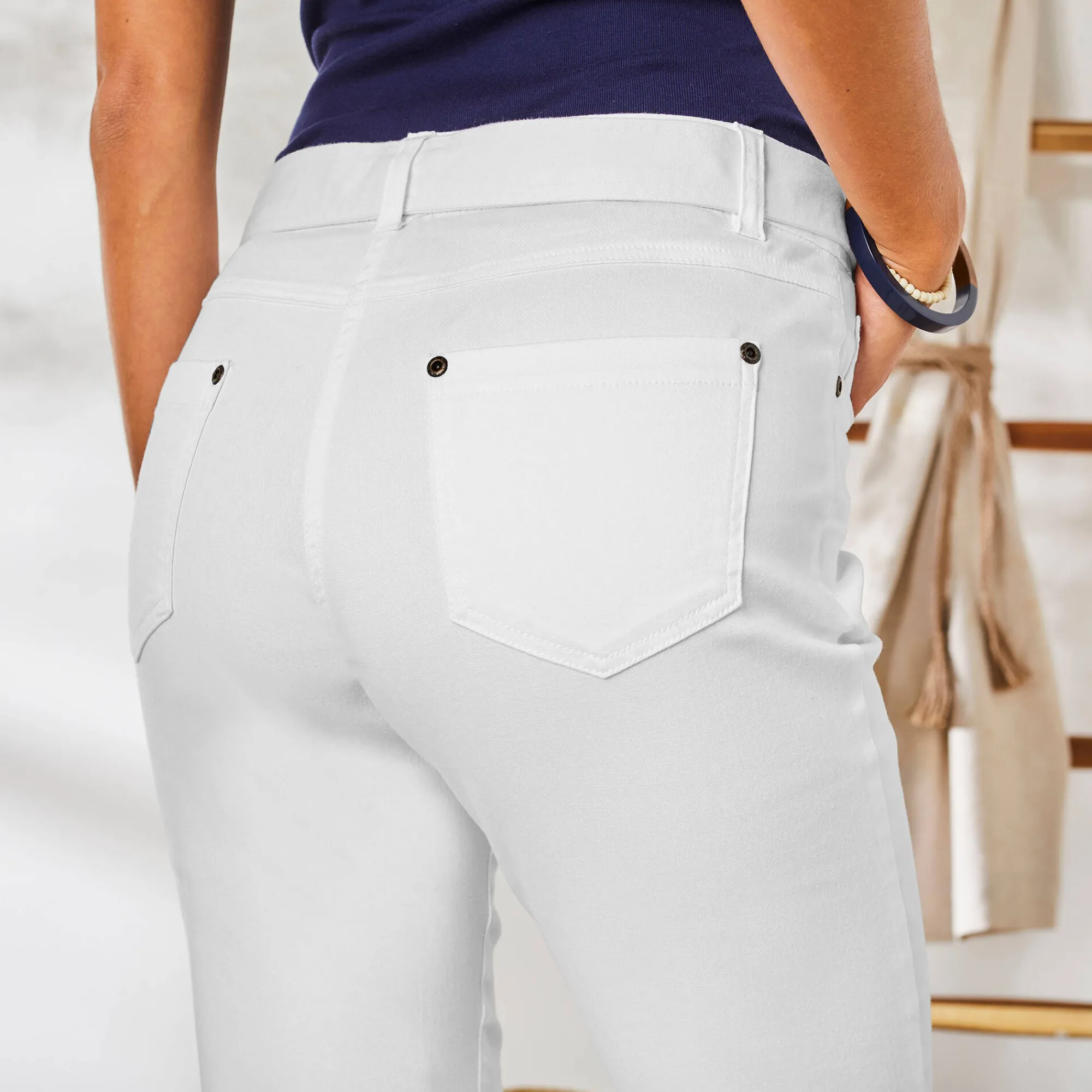 Broek<Blancheporte Rechte broek, speciaal voor kleine lengtes wit