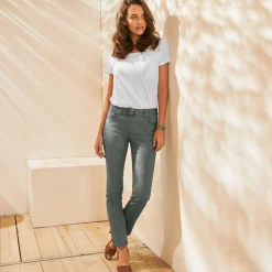 Broek<Blancheporte Rechte broek, speciaal voor kleine lengtes bronskleur