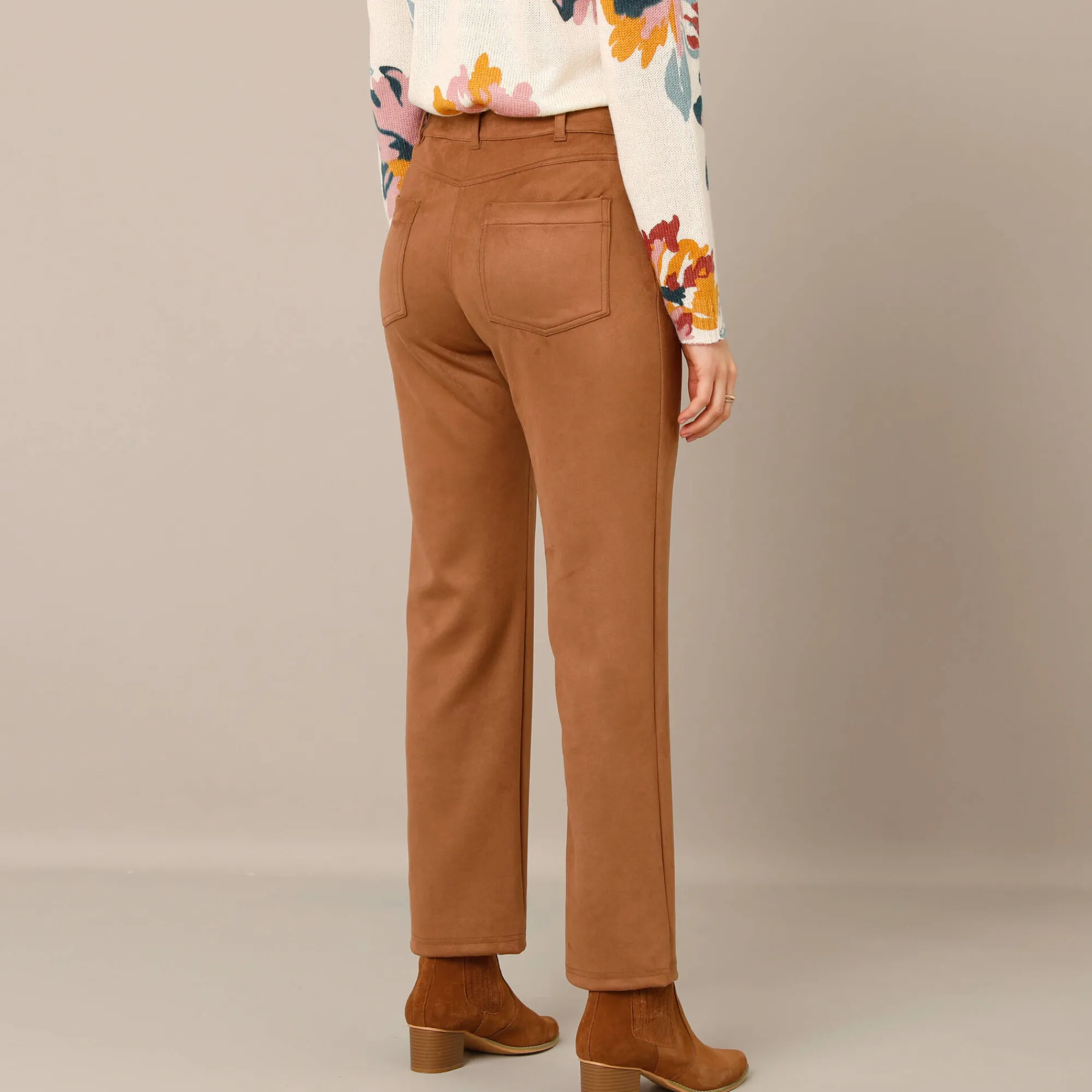 Broek<Blancheporte Rechte broek, suedinetricot hazelnootbruin