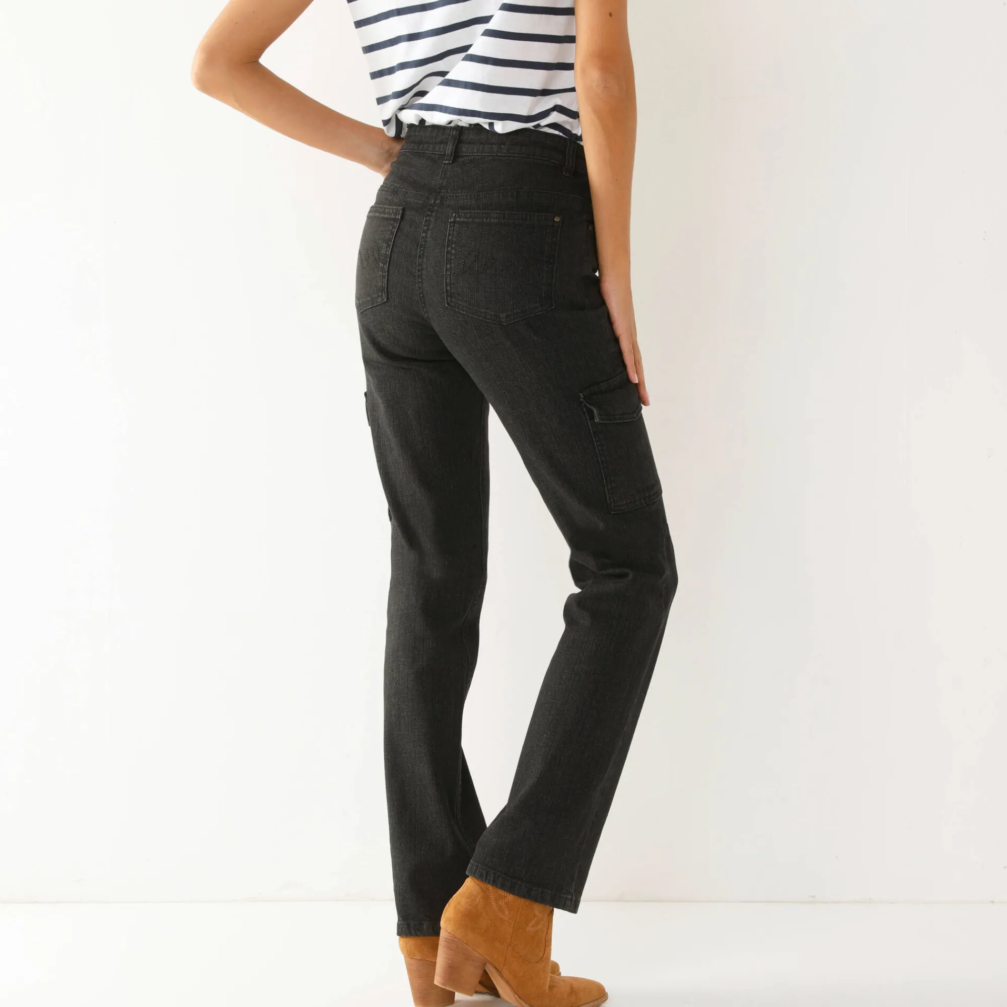 Jeans<Blancheporte Rechte cargobroek zwart