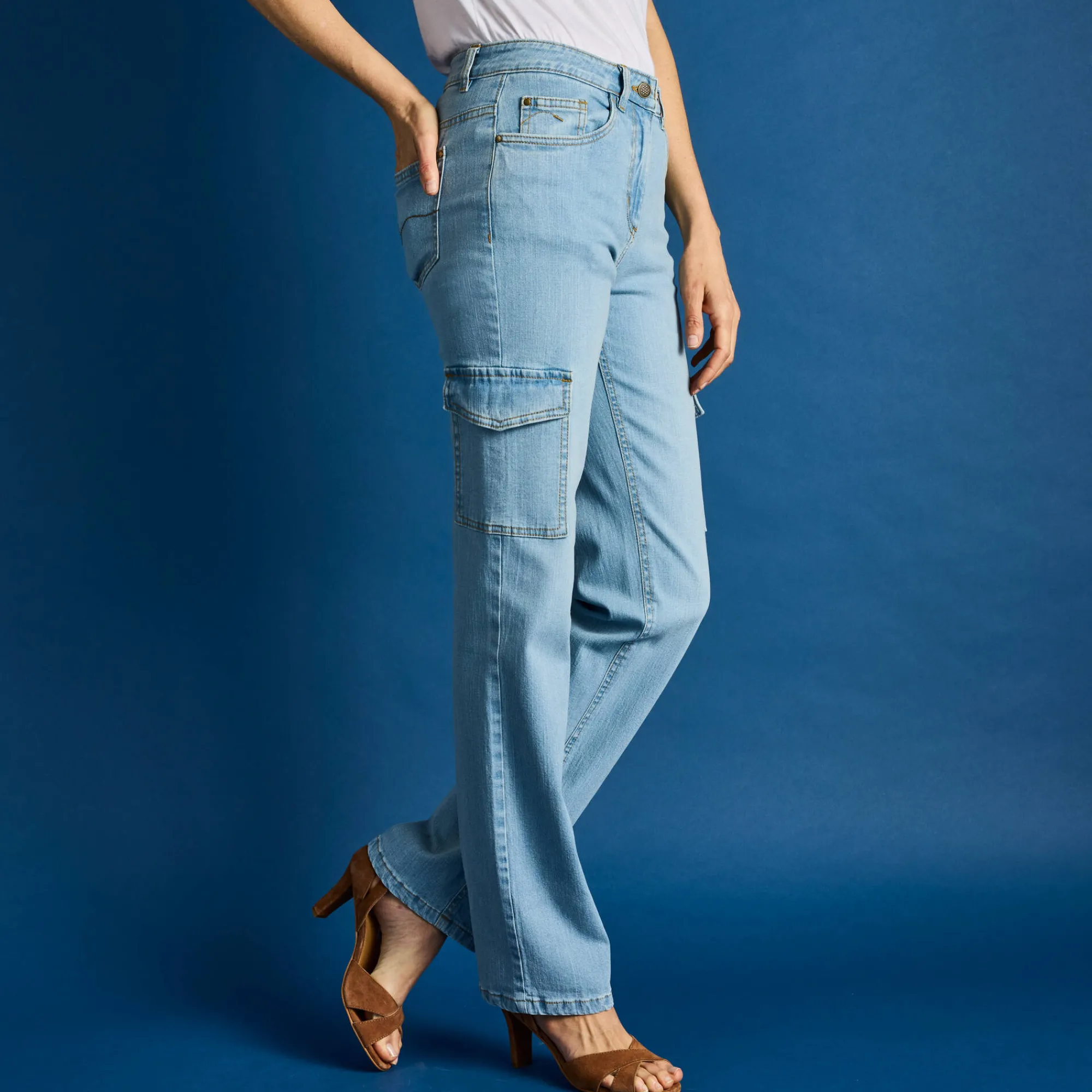Jeans<Blancheporte Rechte cargobroek bleached