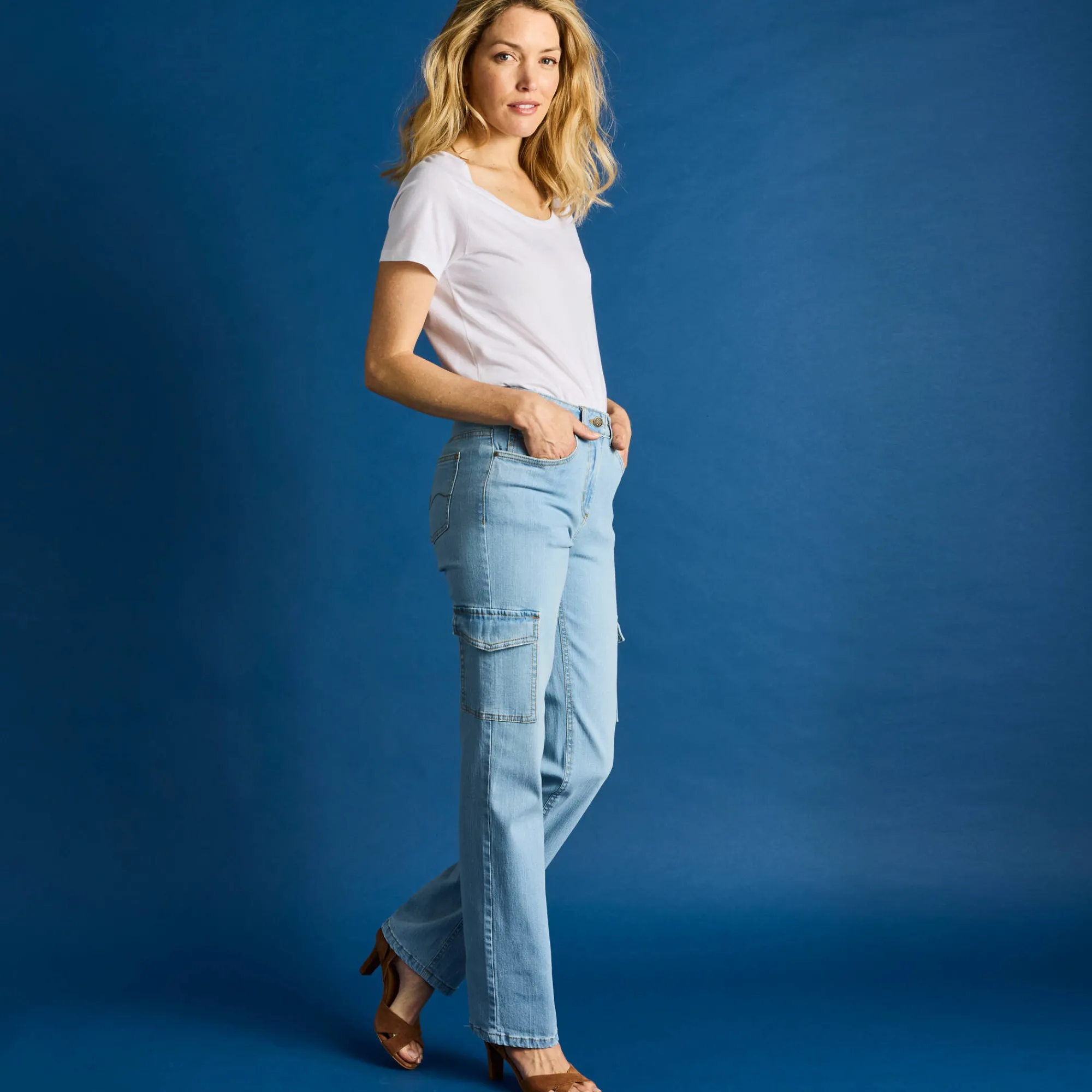 Jeans<Blancheporte Rechte cargobroek bleached