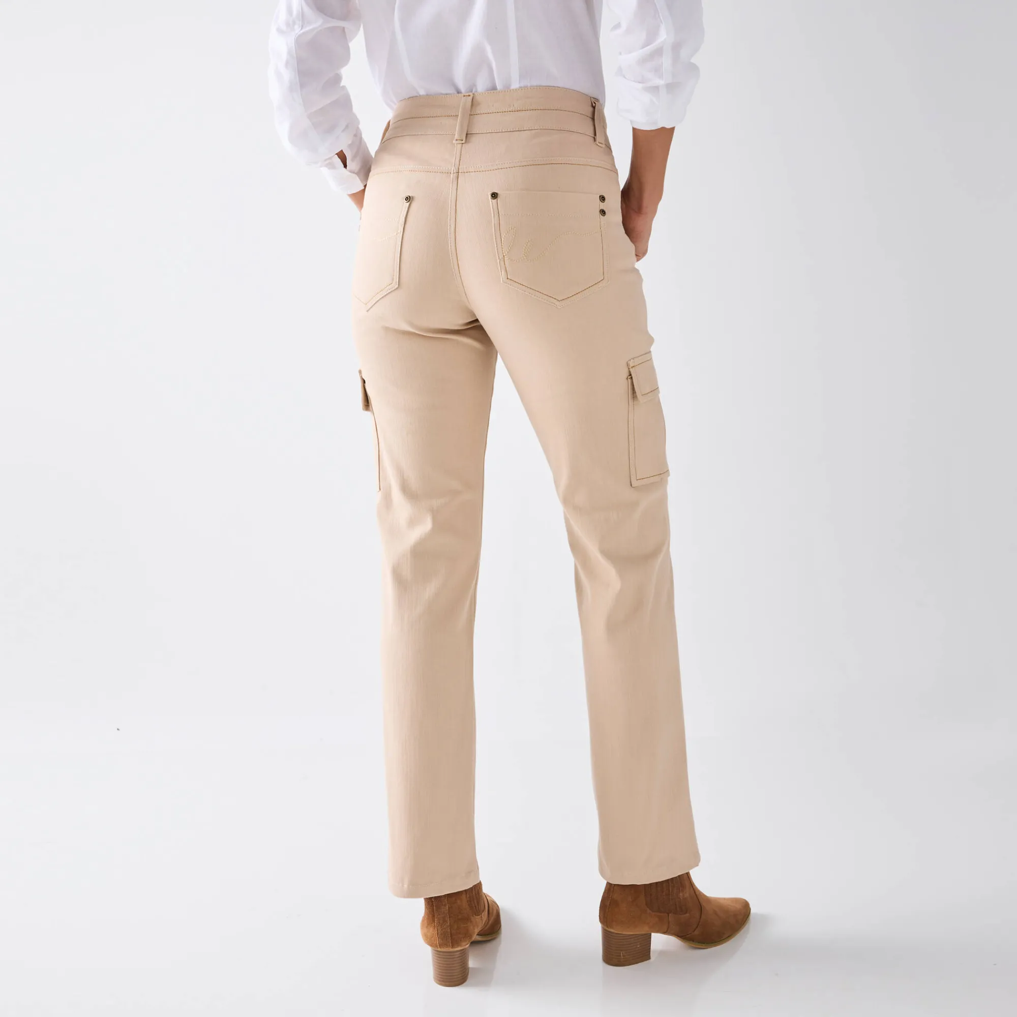 Jeans<Blancheporte Rechte cargojeans zandkleur