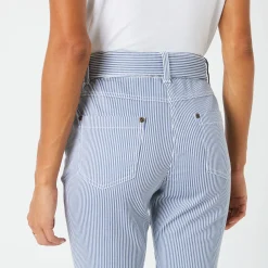 Broek<Blancheporte Rechte, gestreepte broek, speciaal voor kleine lengtes blauw / wit