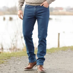 Jeans<Blancheporte Rechte jeans met 5 zakken, binnenkant in microfleece stone