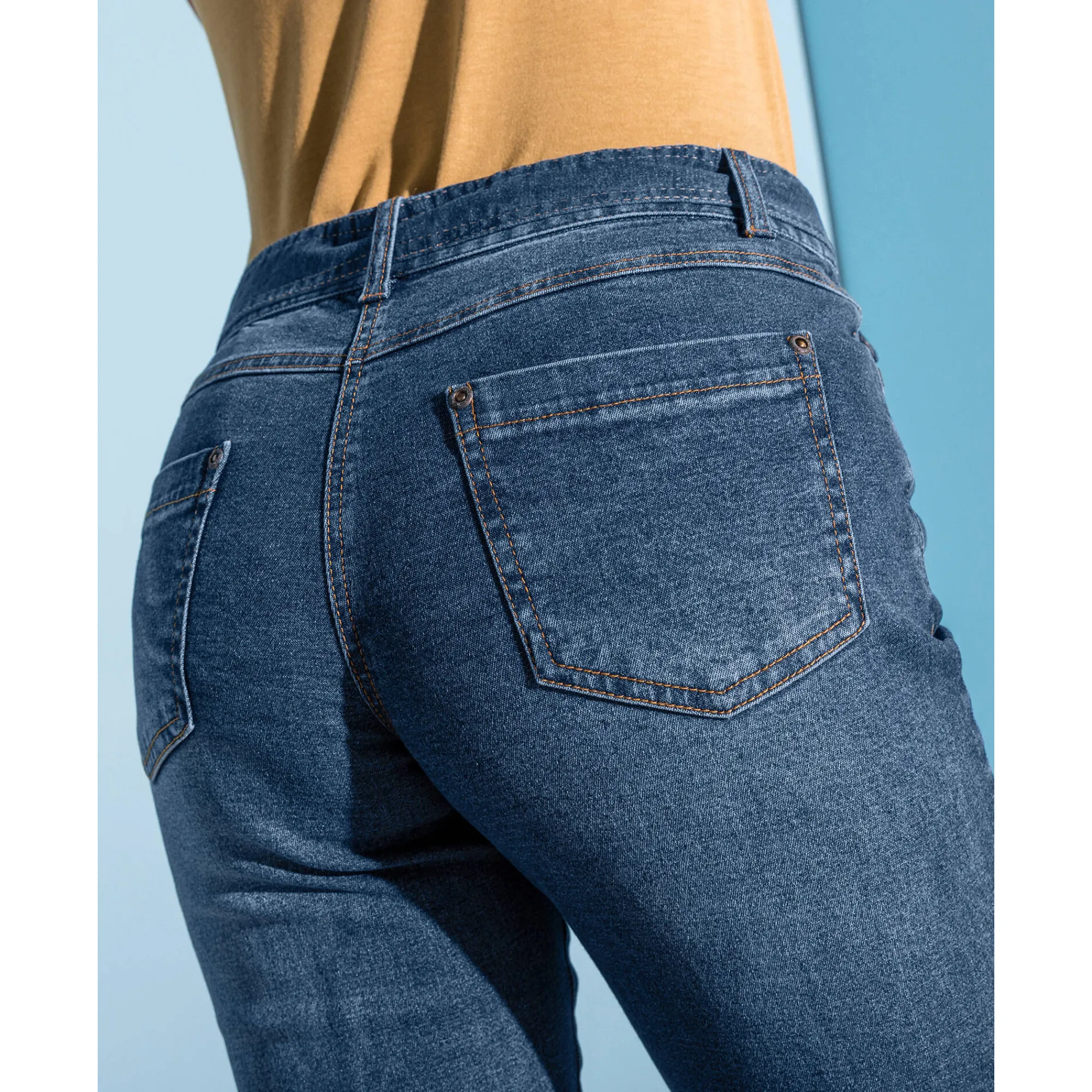 Jeans<Blancheporte Rechte jeans met ceintuur, speciaal voor kleine lengtes stone