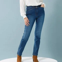 Jeans<Blancheporte Rechte jeans met deelnaden, speciaal voor kleine lengtes stone