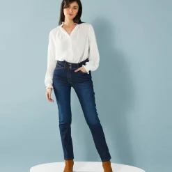 Jeans|Broek<Blancheporte Rechte jeans met deelnaden, kleine lengtes dark blue