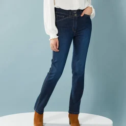 Jeans|Broek<Blancheporte Rechte jeans met deelnaden, kleine lengtes dark blue