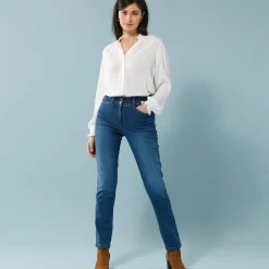 Jeans|Broek<Blancheporte Rechte jeans met deelnaden, kleine lengtes stone