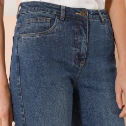 Jeans|Broek<Blancheporte Rechte 7/8-jeans met omslag, hoge taille stone used