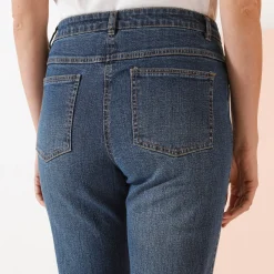 Jeans|Broek<Blancheporte Rechte 7/8-jeans met omslag, hoge taille stone used