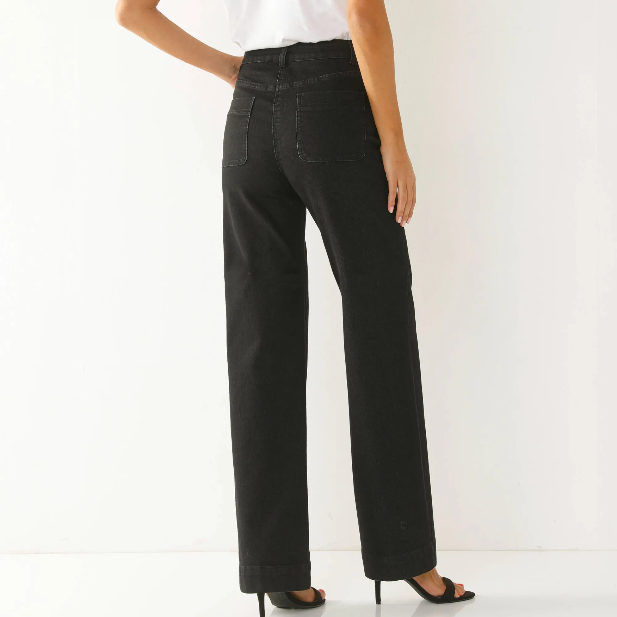 Jeans|Broek<Blancheporte Rechte, ruime jeans, hoge taille used black