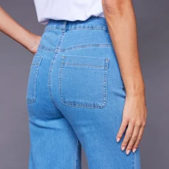 Jeans|Broek<Blancheporte Rechte, ruime jeans, hoge taille bleached