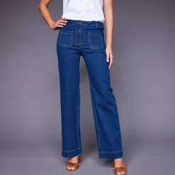 Jeans|Broek<Blancheporte Rechte, ruime jeans, hoge taille stone