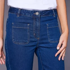 Jeans|Broek<Blancheporte Rechte, ruime jeans, hoge taille stone