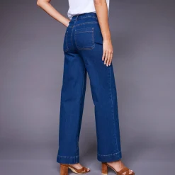 Jeans|Broek<Blancheporte Rechte, ruime jeans, hoge taille stone