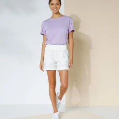 Short<Blancheporte Rechte short met omslag, katoen/linnen wit