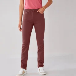 Broek<Colors&Co Rechte stretchbroek chocolade