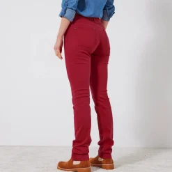 Broek<Colors&Co Rechte stretchbroek donkerrood