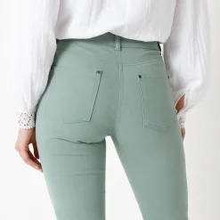 Broek<Colors&Co Rechte stretchbroek grijsgroen