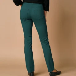 Broek<Colors&Co Rechte stretchbroek dennengroen