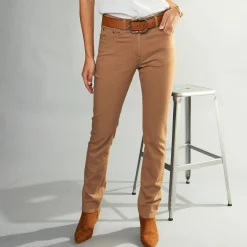 Broek<Colors&Co Rechte stretchbroek hazelnootbruin