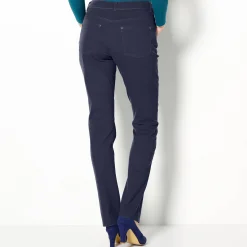 Broek<Colors&Co Rechte stretchbroek marine