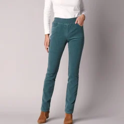 Broek<Blancheporte Rechte "ultracomfort" broek in ribfluweel grijsgroen