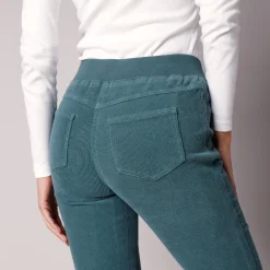 Broek<Blancheporte Rechte "ultracomfort" broek in ribfluweel grijsgroen