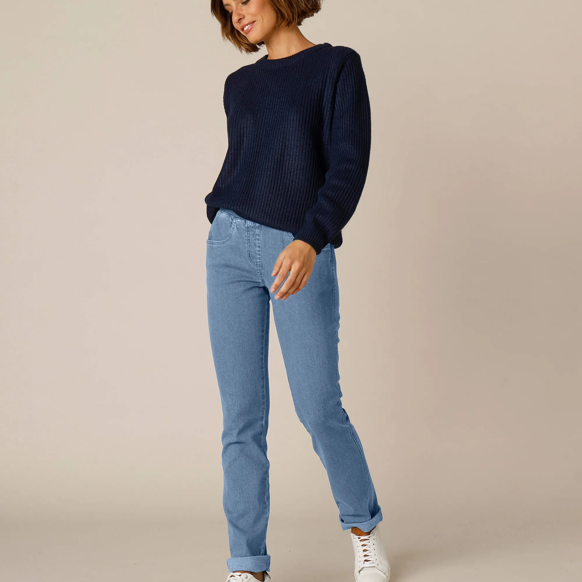 Jeans<Blancheporte Rechte 'ultracomfortabele' jeans met elastische taille DARK BLEACHED