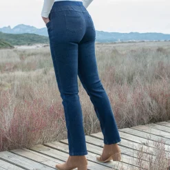 Jeans<Blancheporte Rechte 'ultracomfortabele' jeans met elastische taille dark blue