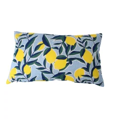 Kussen<Blancheporte Rechthoekig kussen met citroenenprint blauw / geel
