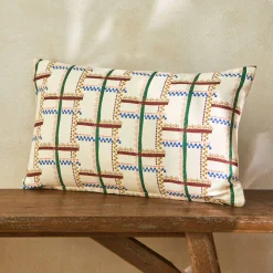 Kussen<Blancheporte Rechthoekig kussen met geometrische print bordeaux / blauw